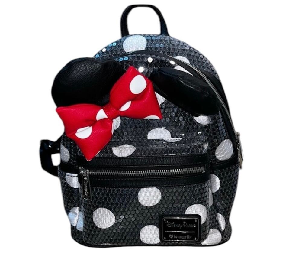 Disney  Parks Loungefly Minnie Mouse Sequin Mini Backpack NEW